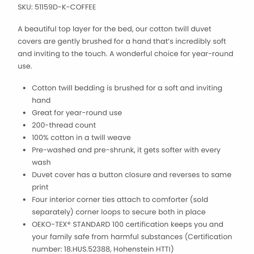 NWT The Company Store Coffee Brushed Cotton Duvet King - Picture 4 of 8